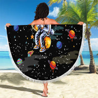 Funny Astronaut Fishing In Space Christmas Beach Blanket Xmas Holiday Patterns - Wonder Print Shop