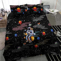 Funny Astronaut Fishing In Space Christmas Bedding Set Xmas Holiday Patterns - Wonder Print Shop