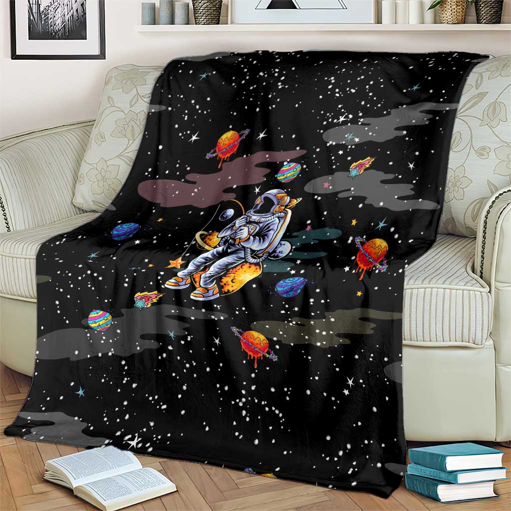 Funny Astronaut Fishing In Space Christmas Blanket Xmas Holiday Patterns - Wonder Print Shop
