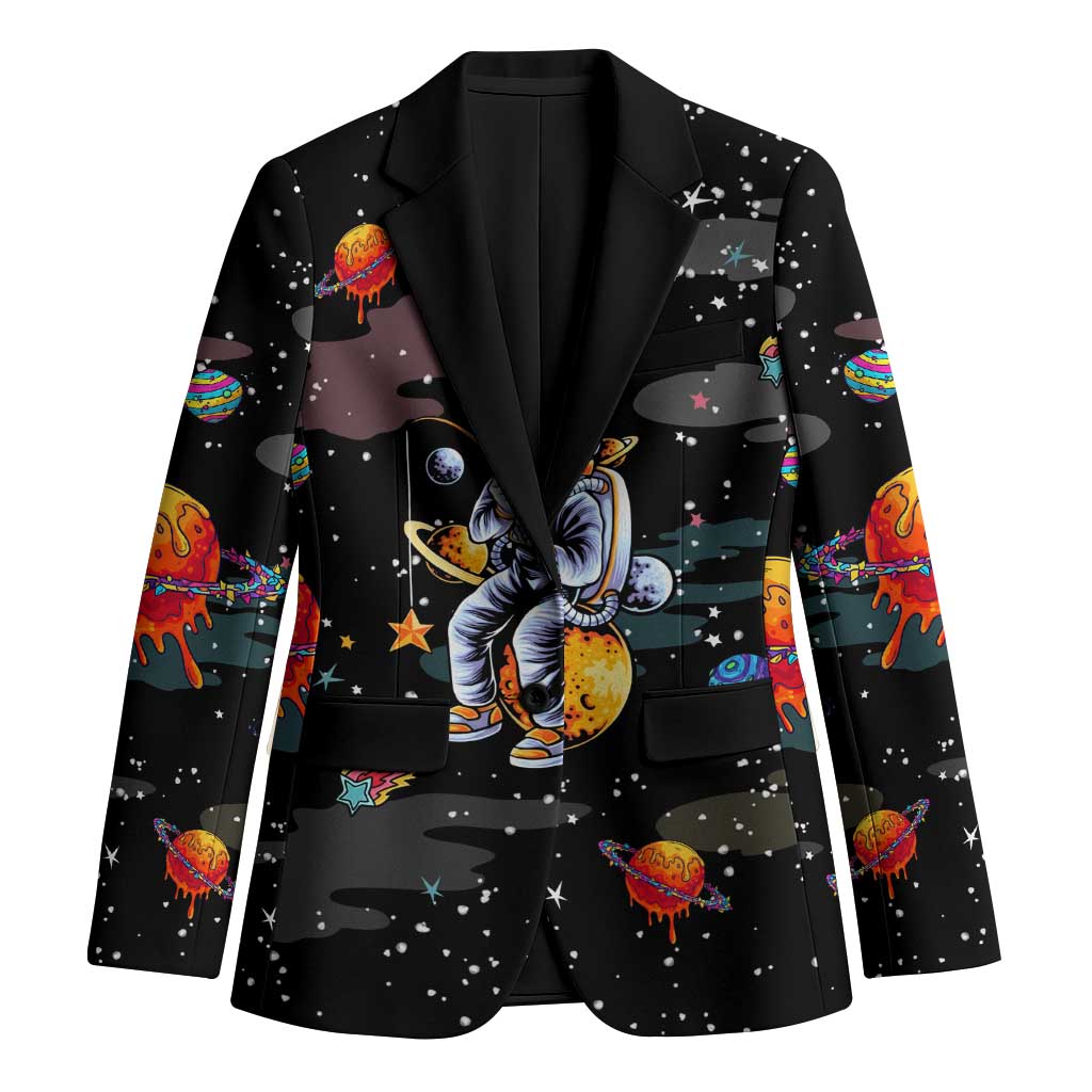 Funny Astronaut Fishing In Space Christmas Blazer Xmas Holiday Patterns - Wonder Print Shop
