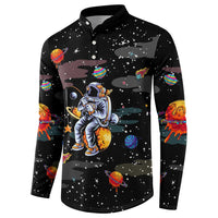 Funny Astronaut Fishing In Space Christmas Button Sweatshirt Xmas Holiday Patterns - Wonder Print Shop
