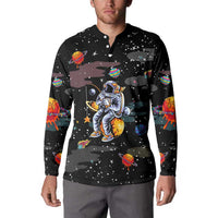 Funny Astronaut Fishing In Space Christmas Button Sweatshirt Xmas Holiday Patterns - Wonder Print Shop