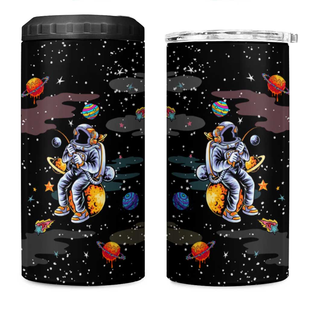 Funny Astronaut Fishing In Space Christmas 4 in 1 Can Cooler Tumbler Xmas Holiday Patterns - Wonder Print Shop