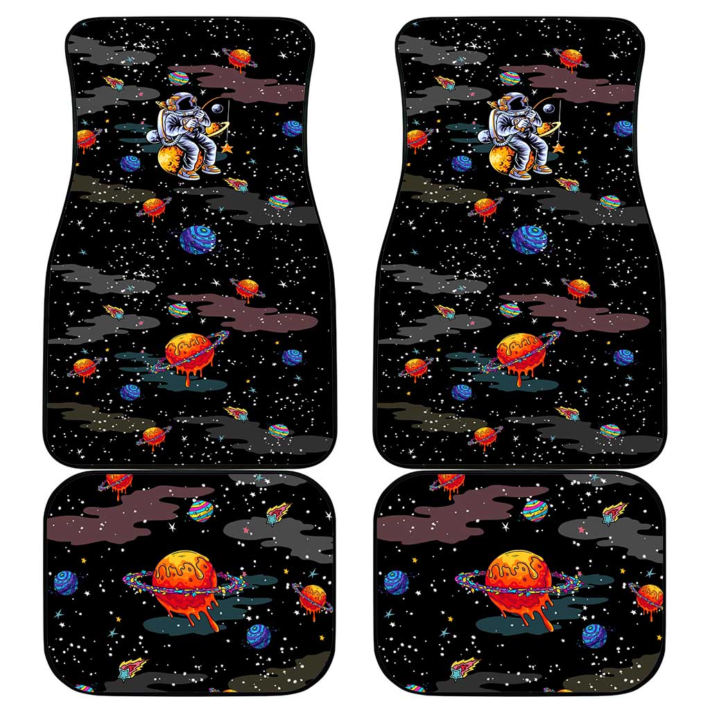 Funny Astronaut Fishing In Space Christmas Car Mats Xmas Holiday Patterns - Wonder Print Shop
