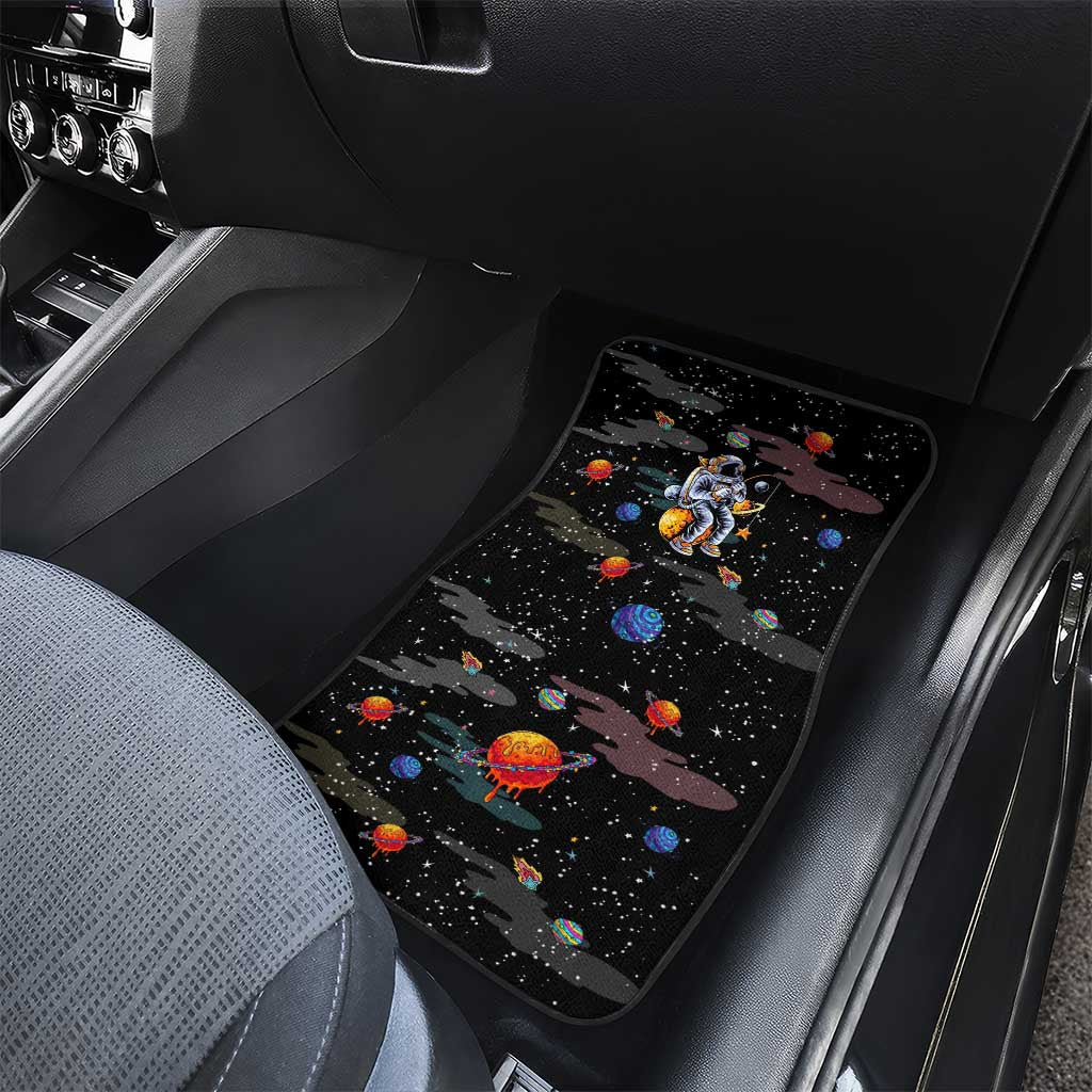 Funny Astronaut Fishing In Space Christmas Car Mats Xmas Holiday Patterns - Wonder Print Shop