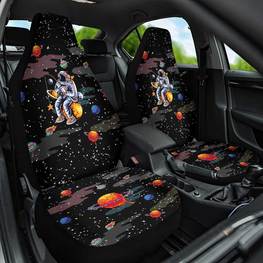 Funny Astronaut Fishing In Space Christmas Car Seat Cover Xmas Holiday Patterns - Wonder Print Shop