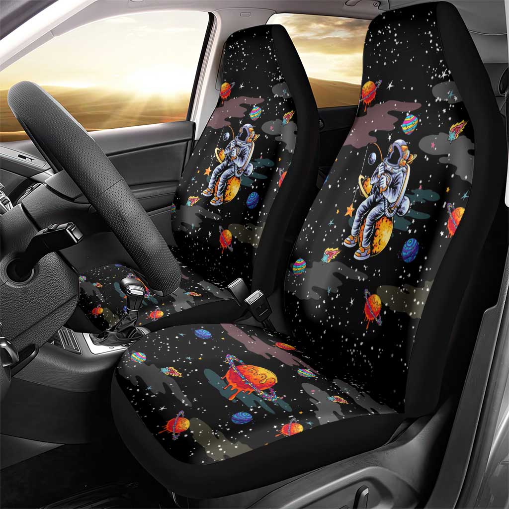 Funny Astronaut Fishing In Space Christmas Car Seat Cover Xmas Holiday Patterns - Wonder Print Shop