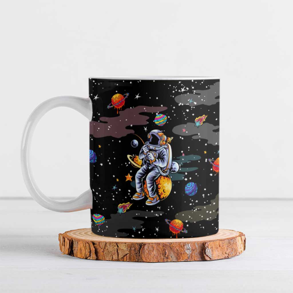 Funny Astronaut Fishing In Space Christmas Ceramic Mug Xmas Holiday Patterns - Wonder Print Shop
