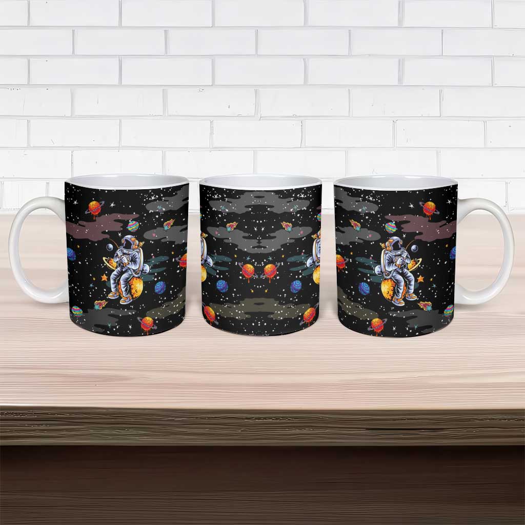 Funny Astronaut Fishing In Space Christmas Ceramic Mug Xmas Holiday Patterns - Wonder Print Shop