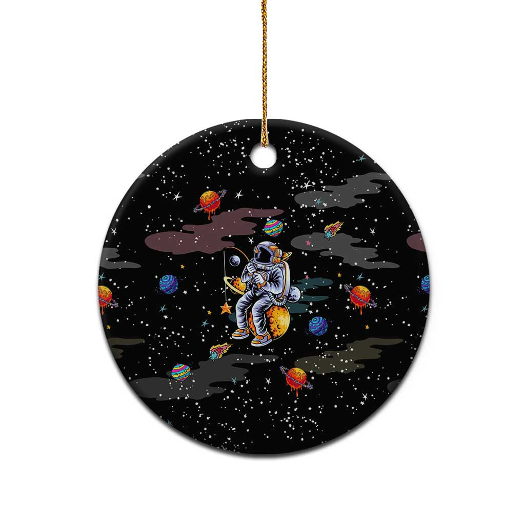 Funny Astronaut Fishing In Space Christmas Ceramic Ornament Xmas Holiday Patterns - Wonder Print Shop