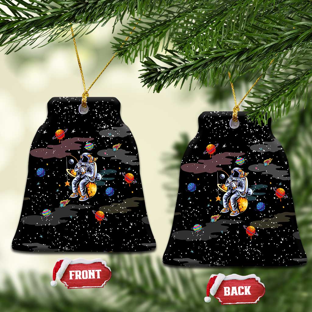 Funny Astronaut Fishing In Space Christmas Ceramic Ornament Xmas Holiday Patterns - Wonder Print Shop