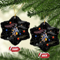 Funny Astronaut Fishing In Space Christmas Ceramic Ornament Xmas Holiday Patterns - Wonder Print Shop