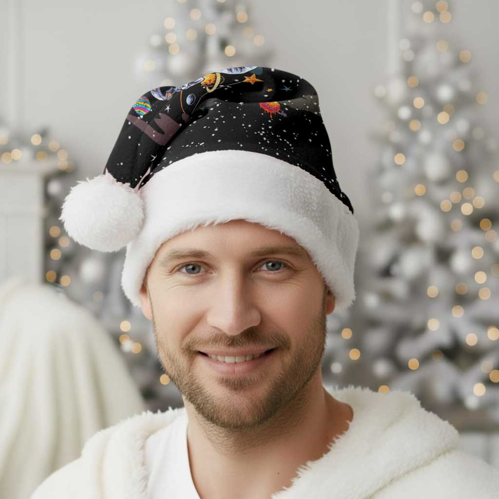 Funny Astronaut Fishing In Space Christmas Santa Hat Xmas Holiday Patterns - Wonder Print Shop
