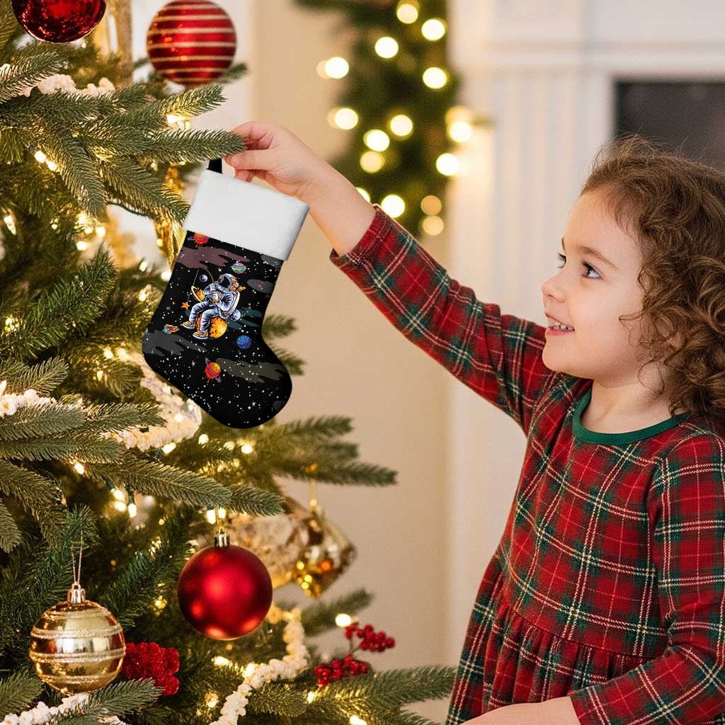 Funny Astronaut Fishing In Space Christmas Stocking Xmas Holiday Patterns - Wonder Print Shop