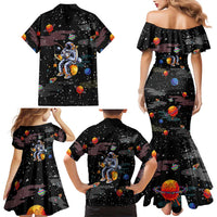 Funny Astronaut Fishing In Space Christmas Family Matching Mermaid Dress and Hawaiian Shirt Xmas Holiday Patterns - Wonder Print Shop