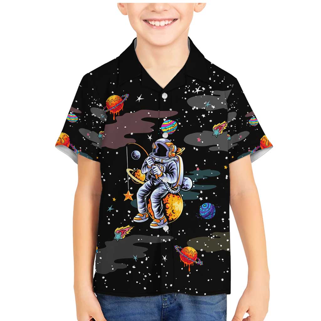 Funny Astronaut Fishing In Space Christmas Family Matching Mermaid Dress and Hawaiian Shirt Xmas Holiday Patterns - Wonder Print Shop