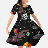 Funny Astronaut Fishing In Space Christmas Family Matching Off Shoulder Maxi Dress and Hawaiian Shirt Xmas Holiday Patterns - Wonder Print Shop