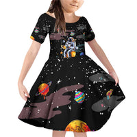 Funny Astronaut Fishing In Space Christmas Family Matching Off Shoulder Short Dress and Hawaiian Shirt Xmas Holiday Patterns - Wonder Print Shop