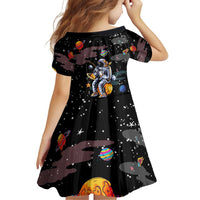 Funny Astronaut Fishing In Space Christmas Family Matching Off Shoulder Short Dress and Hawaiian Shirt Xmas Holiday Patterns - Wonder Print Shop