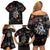 Funny Astronaut Fishing In Space Christmas Family Matching Off Shoulder Short Dress and Hawaiian Shirt Xmas Holiday Patterns - Wonder Print Shop