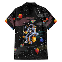 Funny Astronaut Fishing In Space Christmas Family Matching Off Shoulder Short Dress and Hawaiian Shirt Xmas Holiday Patterns - Wonder Print Shop