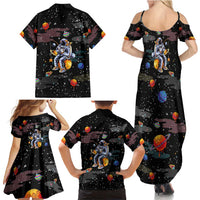 Funny Astronaut Fishing In Space Christmas Family Matching Summer Maxi Dress and Hawaiian Shirt Xmas Holiday Patterns - Wonder Print Shop