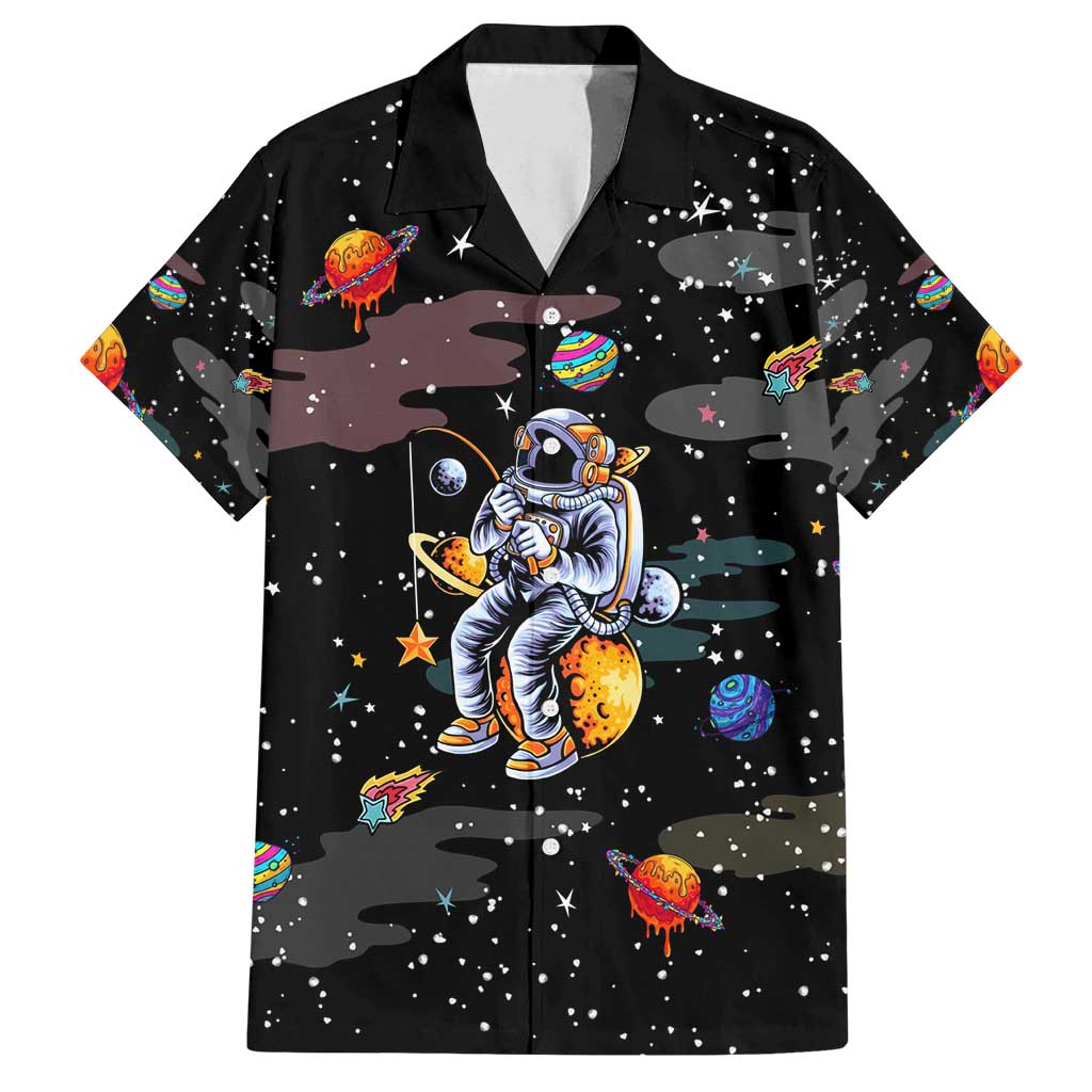 Funny Astronaut Fishing In Space Christmas Family Matching Summer Maxi Dress and Hawaiian Shirt Xmas Holiday Patterns - Wonder Print Shop