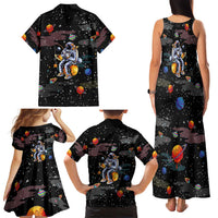 Funny Astronaut Fishing In Space Christmas Family Matching Tank Maxi Dress and Hawaiian Shirt Xmas Holiday Patterns - Wonder Print Shop