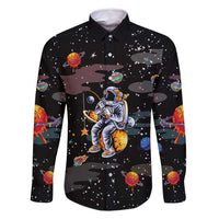 Funny Astronaut Fishing In Space Christmas Family Matching Tank Maxi Dress and Hawaiian Shirt Xmas Holiday Patterns - Wonder Print Shop