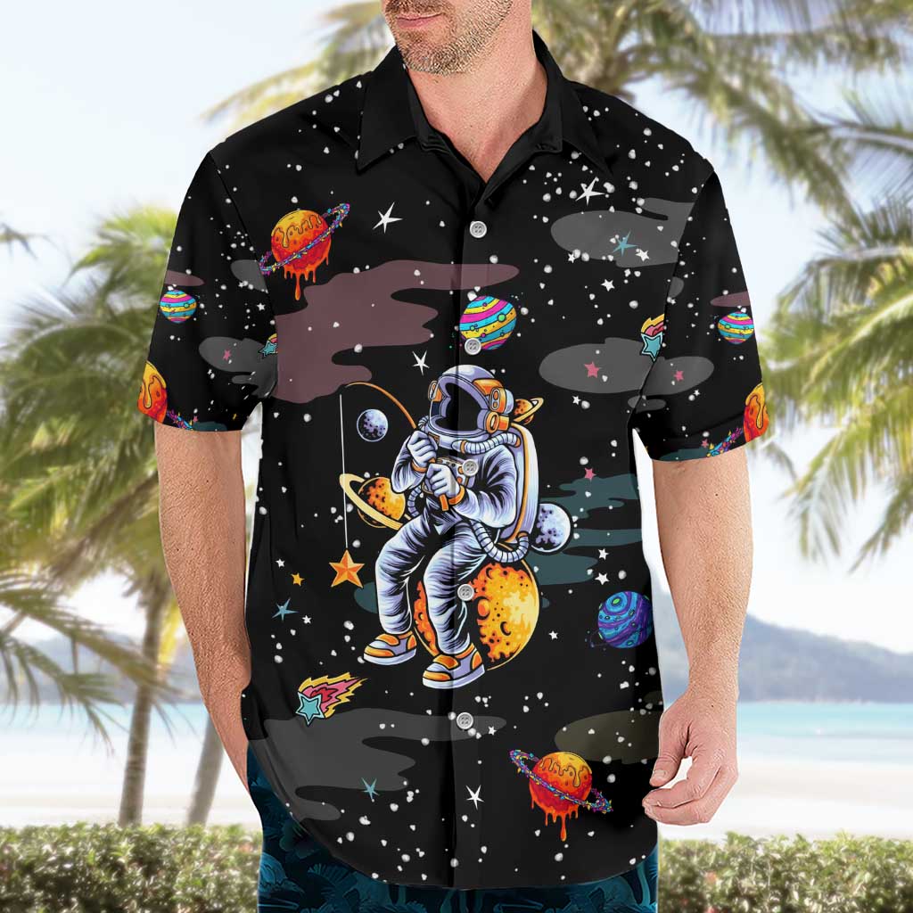 Funny Astronaut Fishing In Space Christmas Hawaiian Shirt Xmas Holiday Patterns - Wonder Print Shop