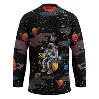 Funny Astronaut Fishing In Space Christmas Hockey Jersey Xmas Holiday Patterns - Wonder Print Shop