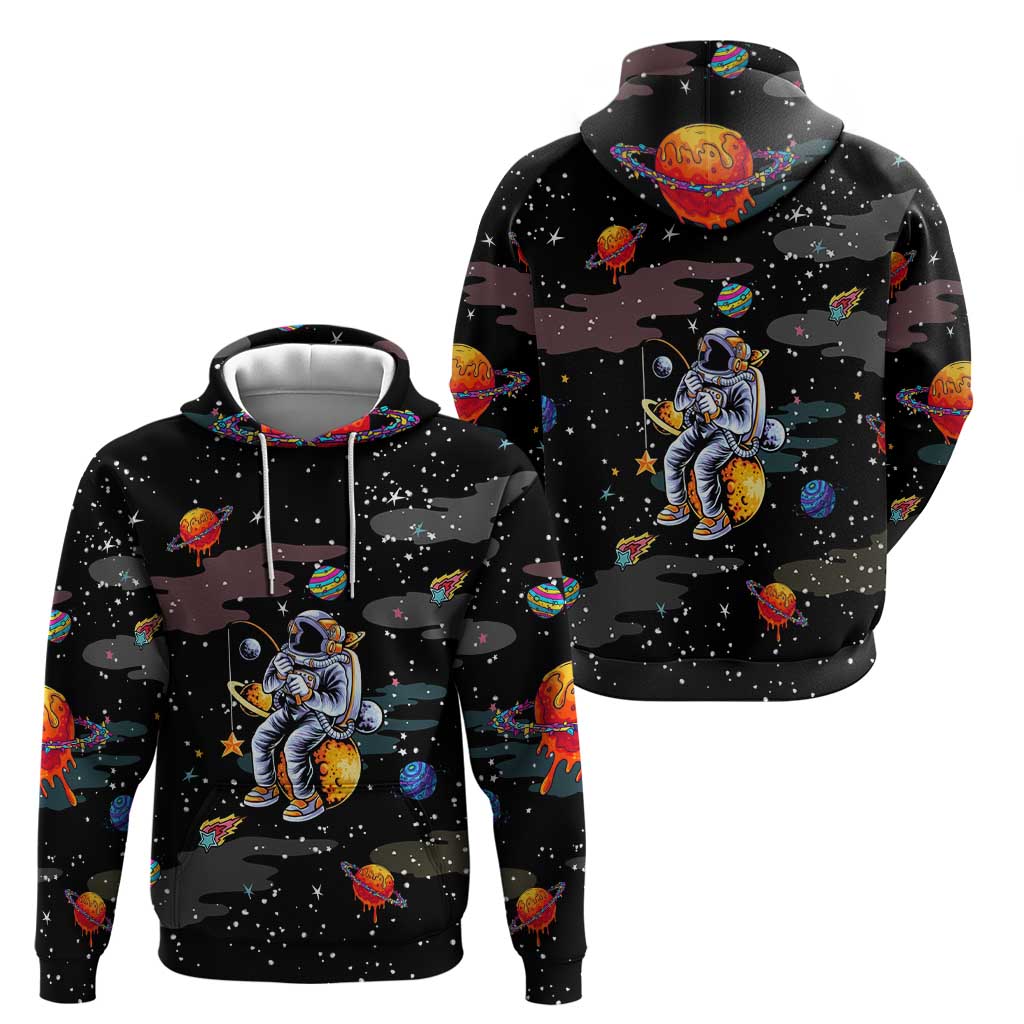 Funny Astronaut Fishing In Space Christmas Hoodie Xmas Holiday Patterns - Wonder Print Shop