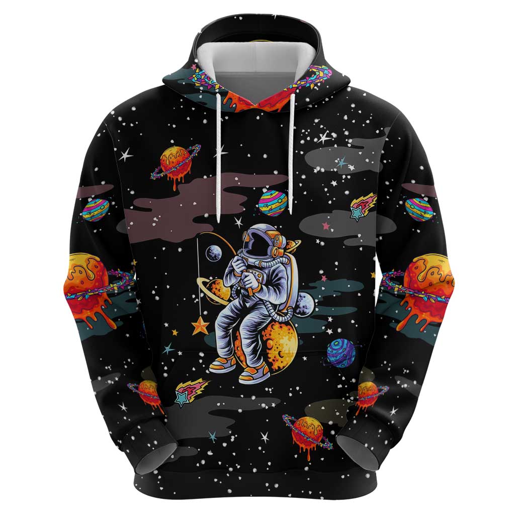 Funny Astronaut Fishing In Space Christmas Hoodie Xmas Holiday Patterns - Wonder Print Shop