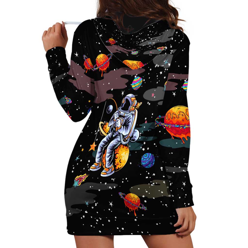 Funny Astronaut Fishing In Space Christmas Hoodie Dress Xmas Holiday Patterns - Wonder Print Shop