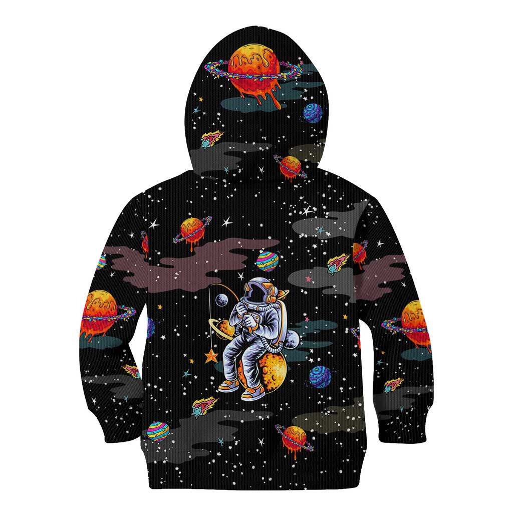 Funny Astronaut Fishing In Space Christmas Kid Hoodie Xmas Holiday Patterns - Wonder Print Shop