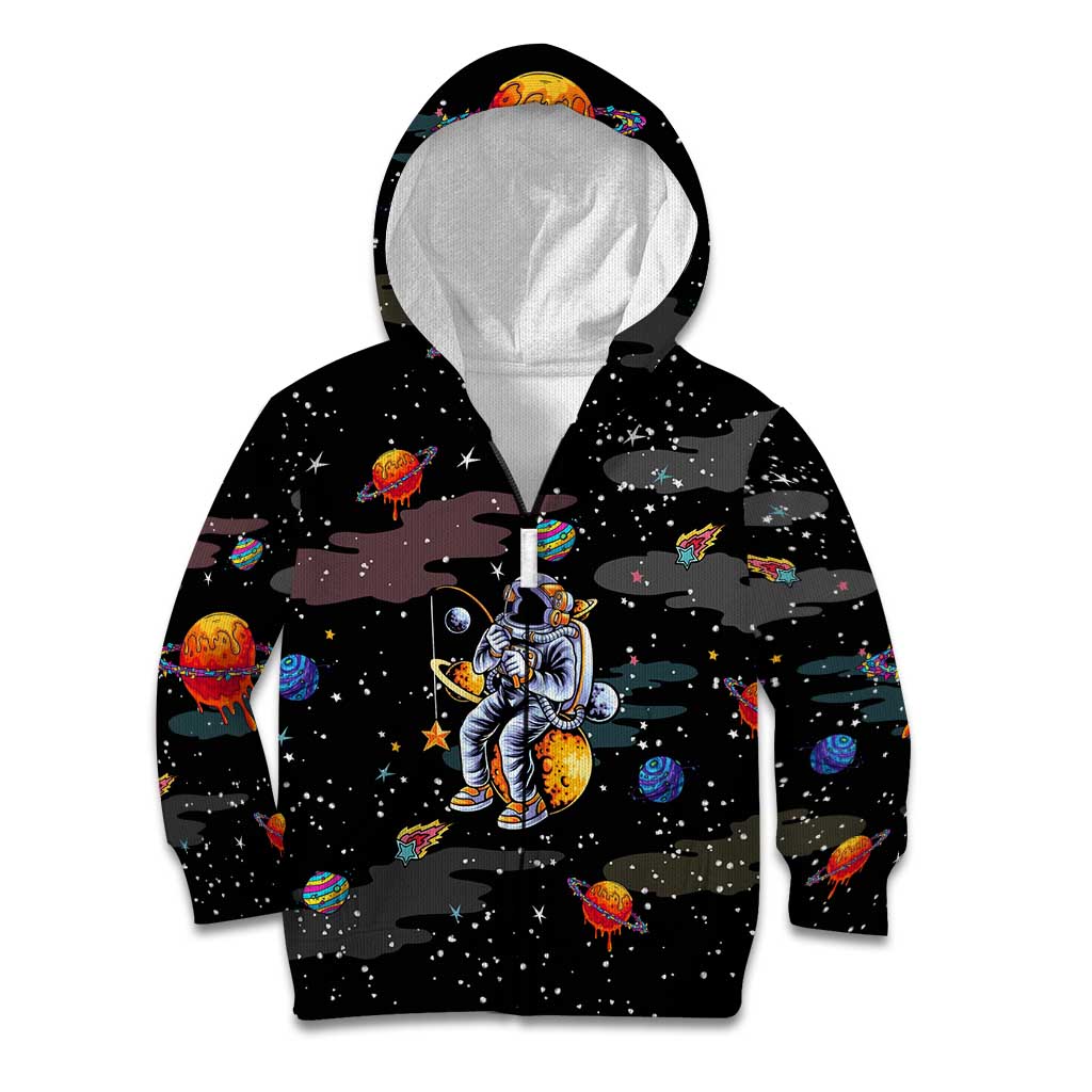 Funny Astronaut Fishing In Space Christmas Kid Hoodie Xmas Holiday Patterns - Wonder Print Shop
