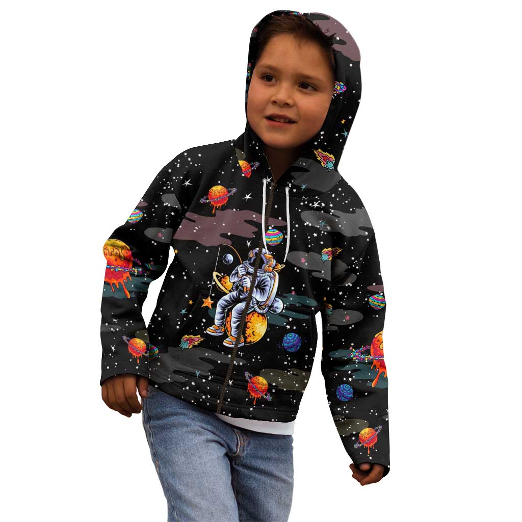 Funny Astronaut Fishing In Space Christmas Kid Hoodie Xmas Holiday Patterns - Wonder Print Shop