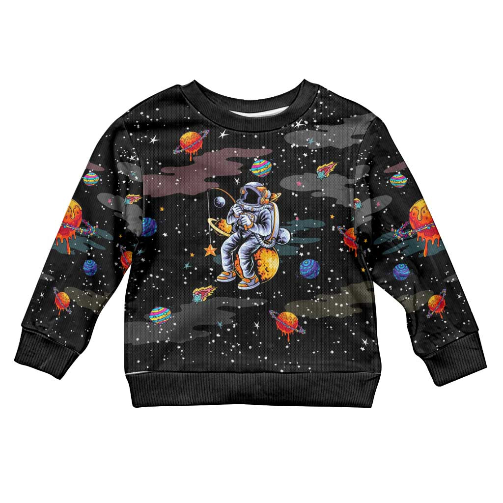Funny Astronaut Fishing In Space Christmas Kid Ugly Christmas Sweater Xmas Holiday Patterns - Wonder Print Shop