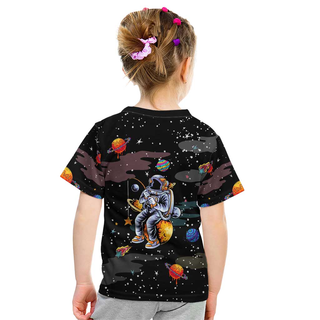 Funny Astronaut Fishing In Space Christmas Kid T Shirt Xmas Holiday Patterns - Wonder Print Shop