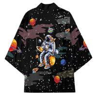Funny Astronaut Fishing In Space Christmas Kimono Xmas Holiday Patterns - Wonder Print Shop