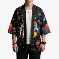 Funny Astronaut Fishing In Space Christmas Kimono Xmas Holiday Patterns - Wonder Print Shop