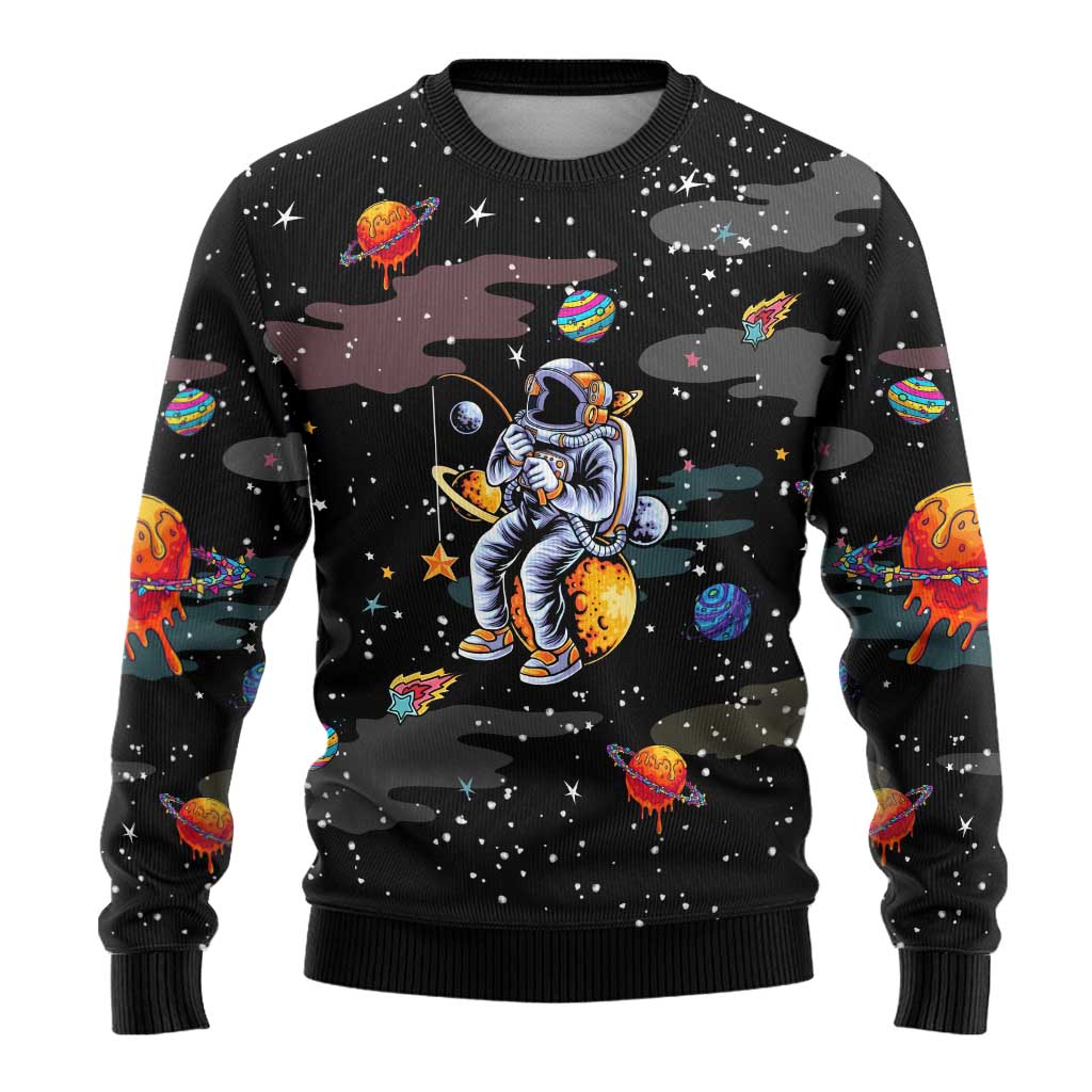 Funny Astronaut Fishing In Space Christmas Ugly Christmas Sweater Xmas Holiday Patterns - Wonder Print Shop