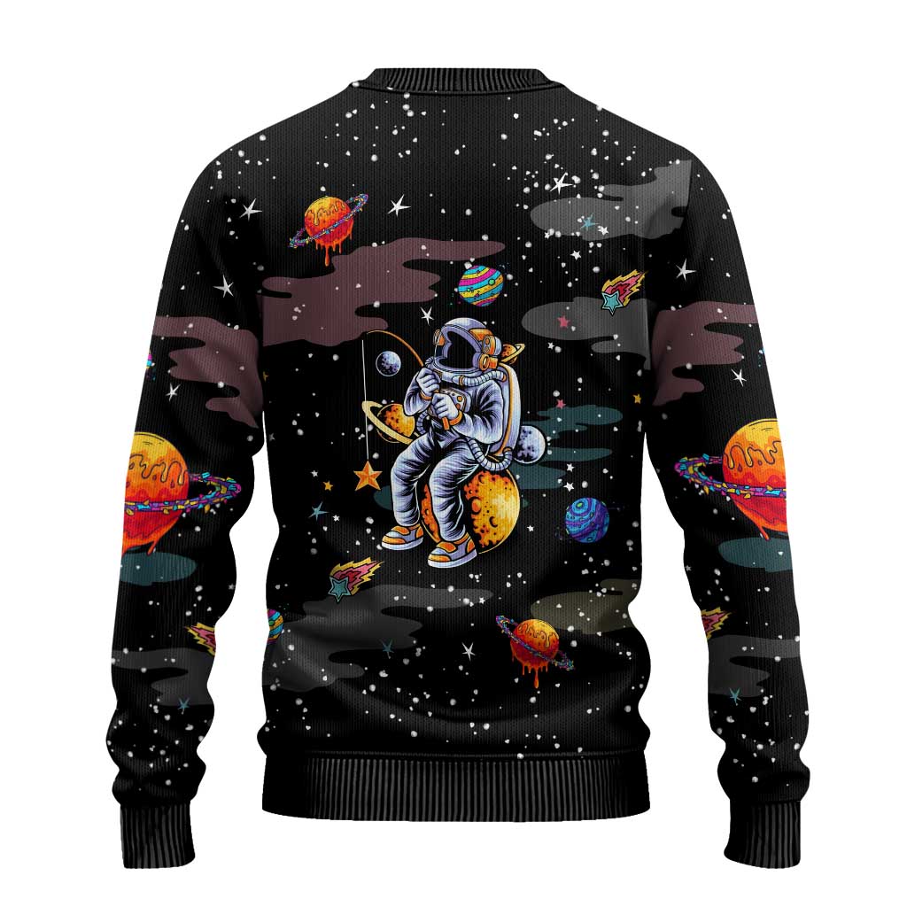 Funny Astronaut Fishing In Space Christmas Ugly Christmas Sweater Xmas Holiday Patterns - Wonder Print Shop