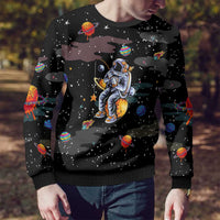Funny Astronaut Fishing In Space Christmas Ugly Christmas Sweater Xmas Holiday Patterns - Wonder Print Shop