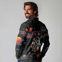 Funny Astronaut Fishing In Space Christmas Long Sleeve Polo Shirt Xmas Holiday Patterns - Wonder Print Shop