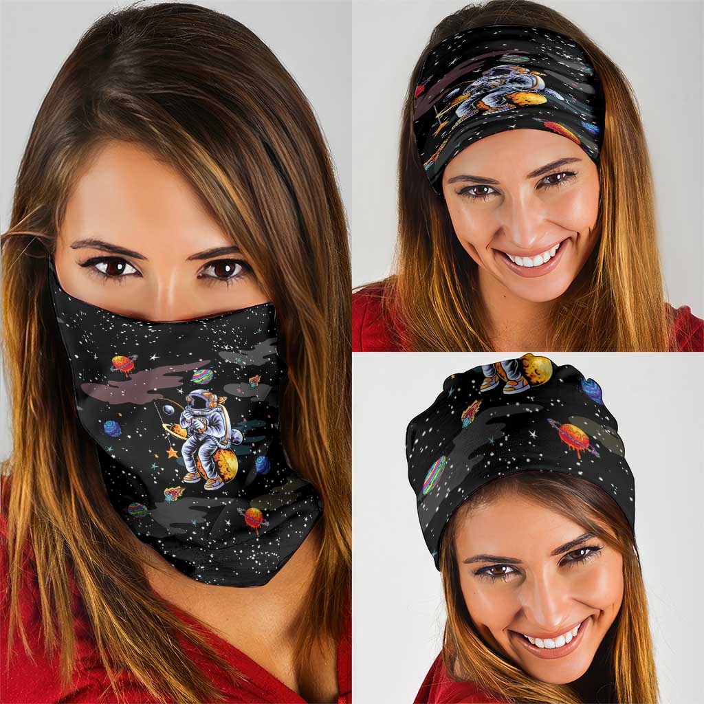 Funny Astronaut Fishing In Space Christmas Neck Gaiter Xmas Holiday Patterns - Wonder Print Shop