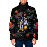Funny Astronaut Fishing In Space Christmas Padded Jacket Xmas Holiday Patterns - Wonder Print Shop