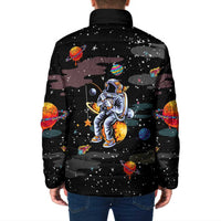 Funny Astronaut Fishing In Space Christmas Padded Jacket Xmas Holiday Patterns - Wonder Print Shop
