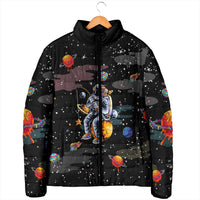 Funny Astronaut Fishing In Space Christmas Padded Jacket Xmas Holiday Patterns - Wonder Print Shop