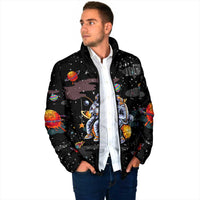 Funny Astronaut Fishing In Space Christmas Padded Jacket Xmas Holiday Patterns - Wonder Print Shop